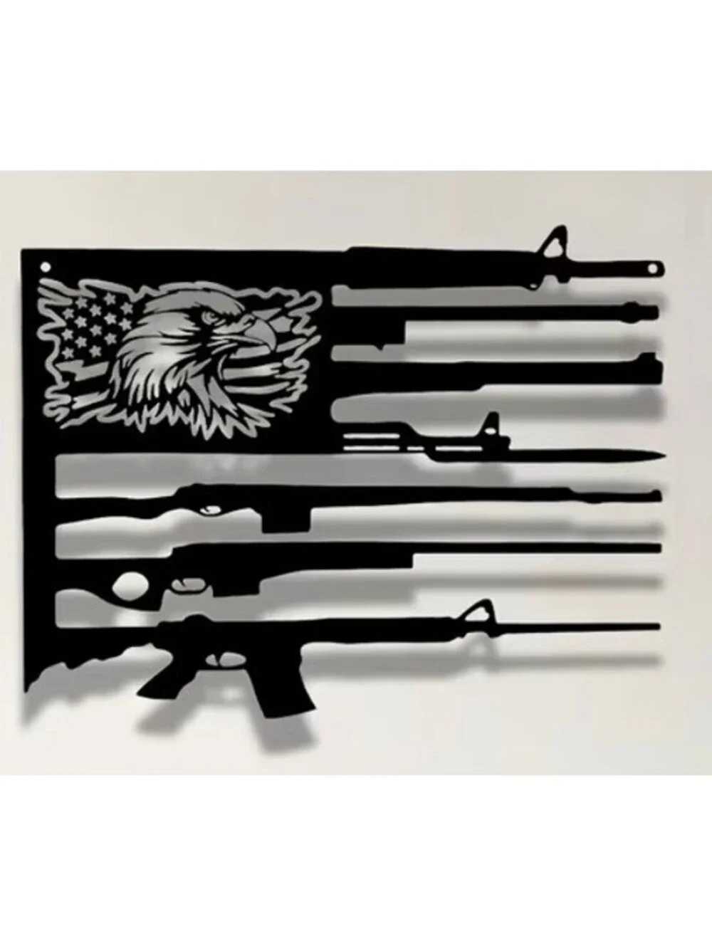 Patriotic American Metal Gun Flag  that makes a statement 12x9”
